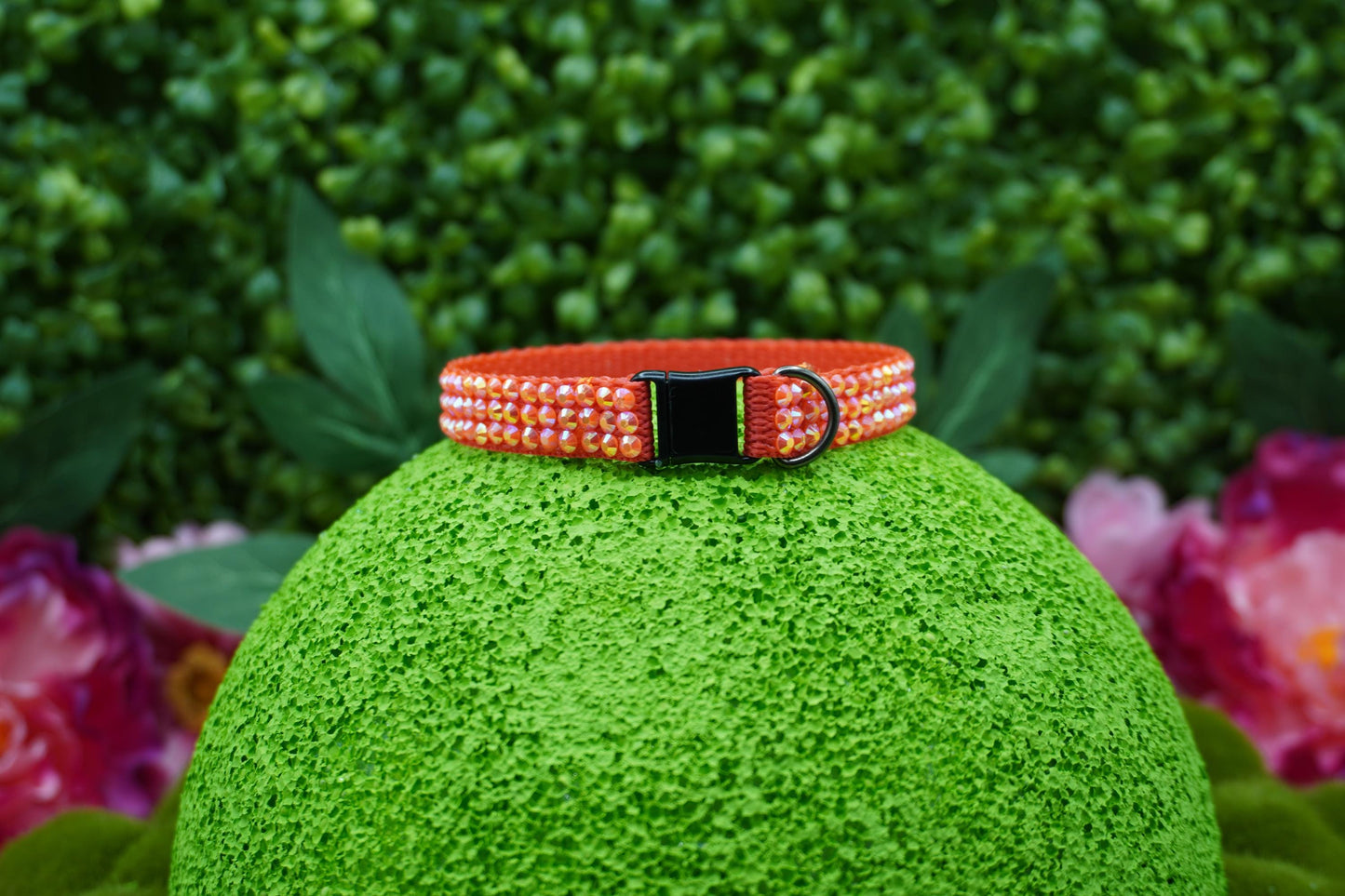 Jasper Fury: Handmade Orange Rhinestone Cat Collar – Unique Rhinestone Cat Collar with Secure Breakaway Clasp