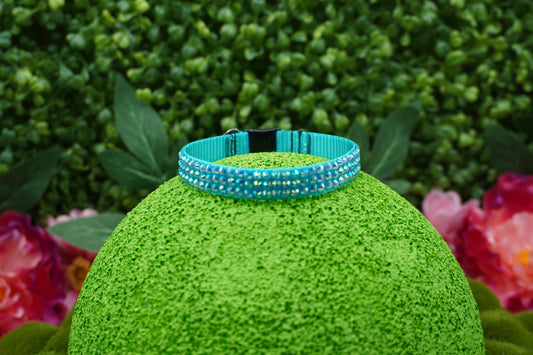 Aquamarine Dream: Handmade Light Blue Rhinestone Cat Collar – Trendy Rhinestone Kitten Collar with Safe Breakaway