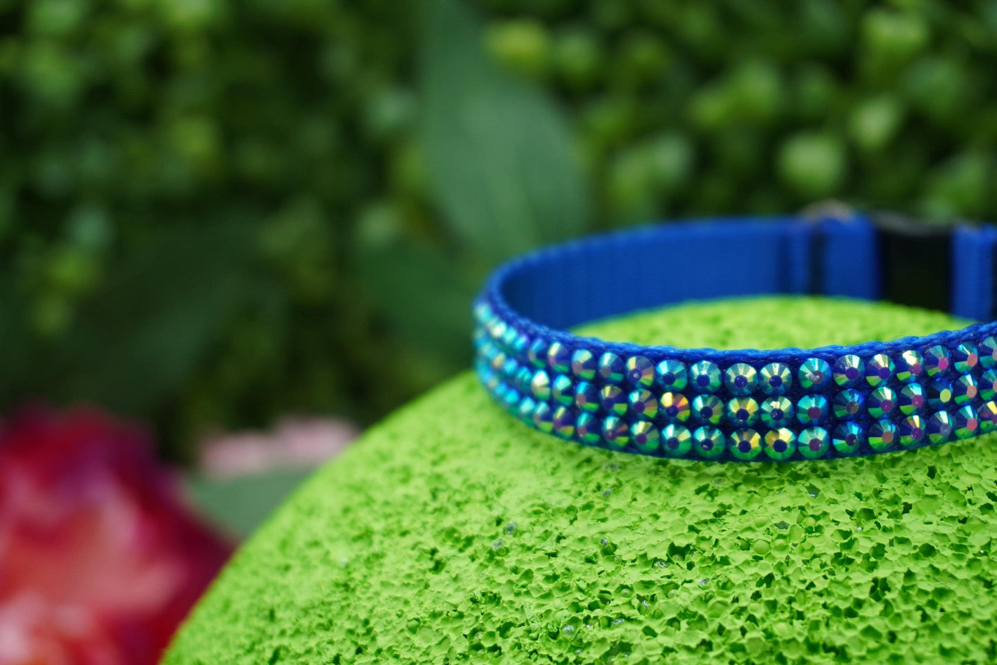 Blue Diamond Bliss: Handmade Blue Rhinestone Cat Collar – Elegant Sparkly Cat Collar with Breakaway Buckle for Safety