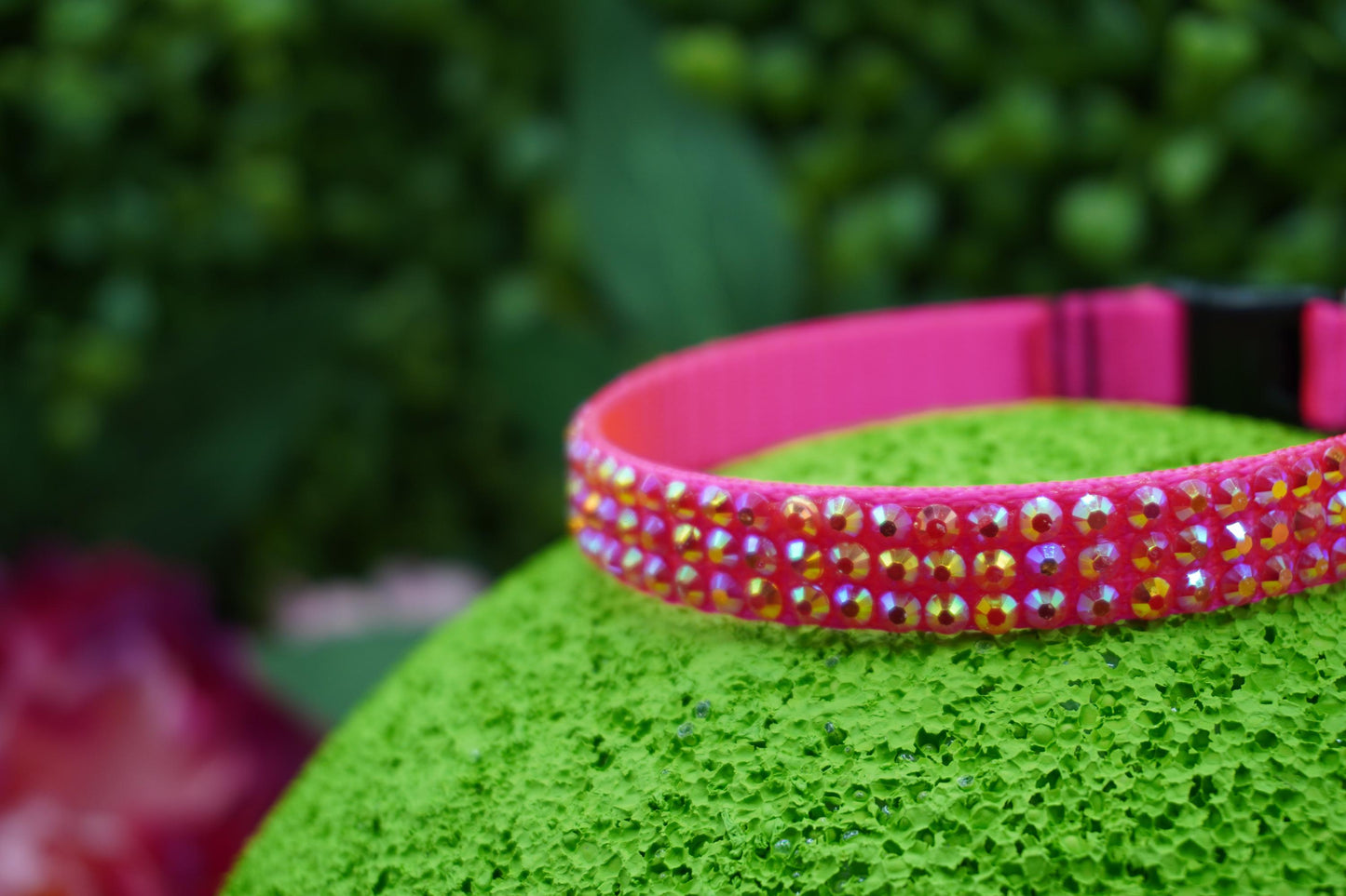Spinel Sass: Handmade Hot Pink Rhinestone Cat Collar – Glamorous Bling Cat Collar with Safe Breakaway Design