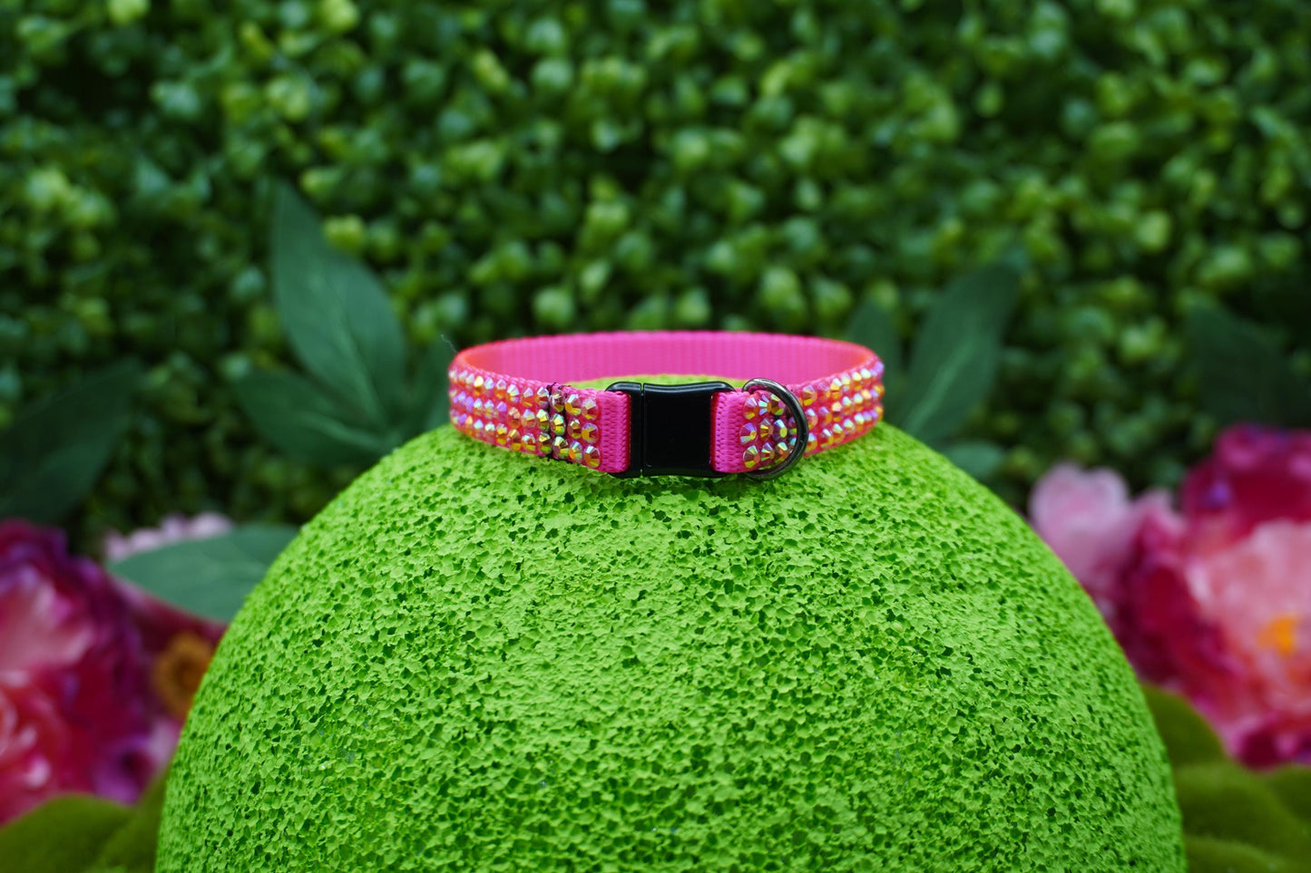 Spinel Sass: Handmade Hot Pink Rhinestone Cat Collar – Glamorous Bling Cat Collar with Safe Breakaway Design