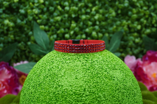 Ruby Radiance: Handmade Red Rhinestone Cat Collar – Fashionable Sparkle Cat Collar with Safety Breakaway Feature