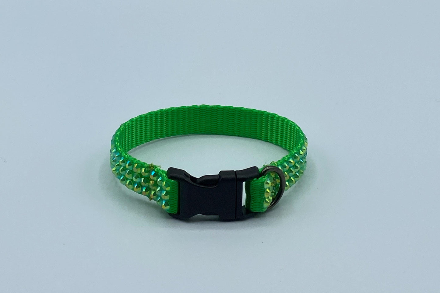 Handmade Green Rhinestone Cat Collar – Sparkly & Elegant Bling Collar for Cats