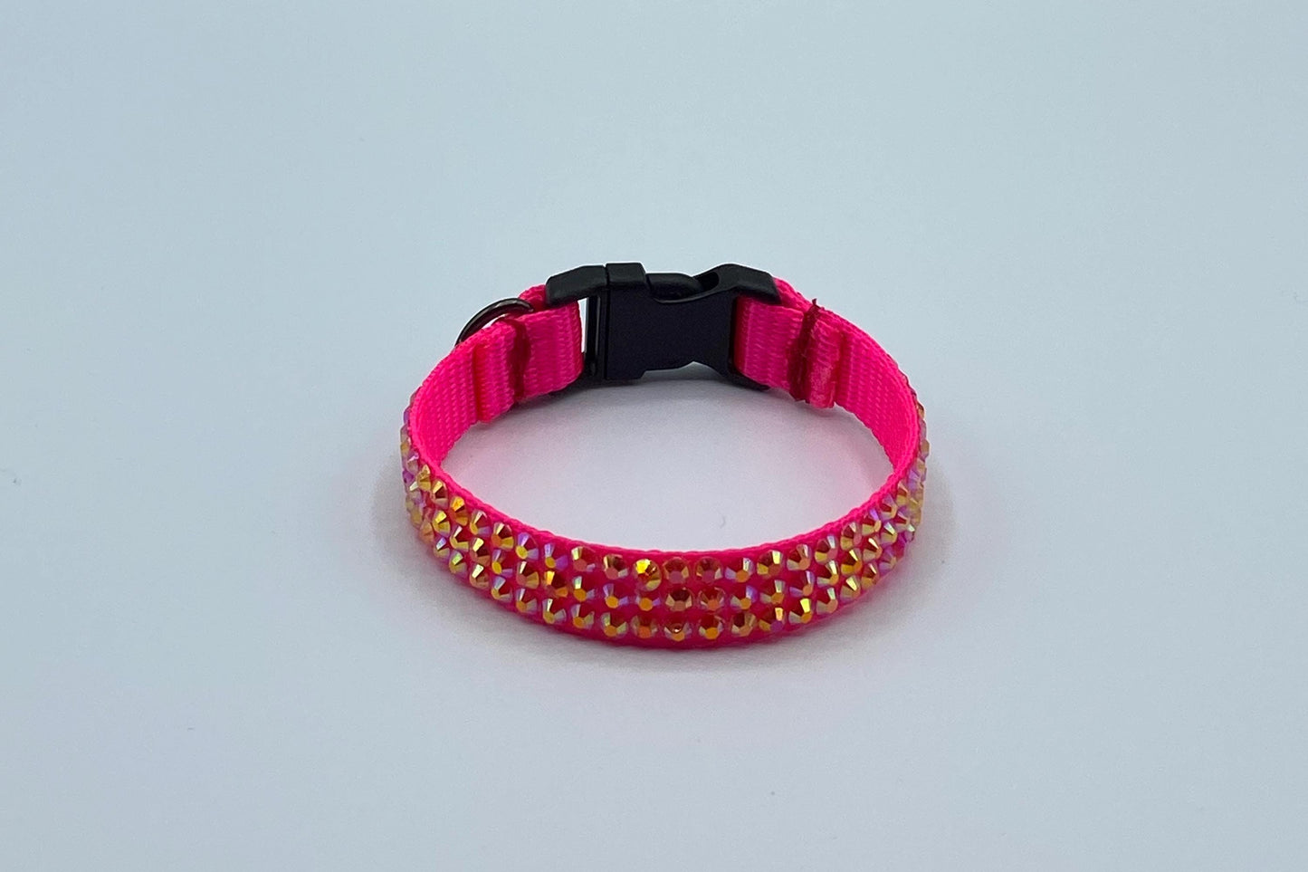 Handmade Hot Pink Rhinestone Cat Collar – Glam & Sparkly Bling Collar for Cats