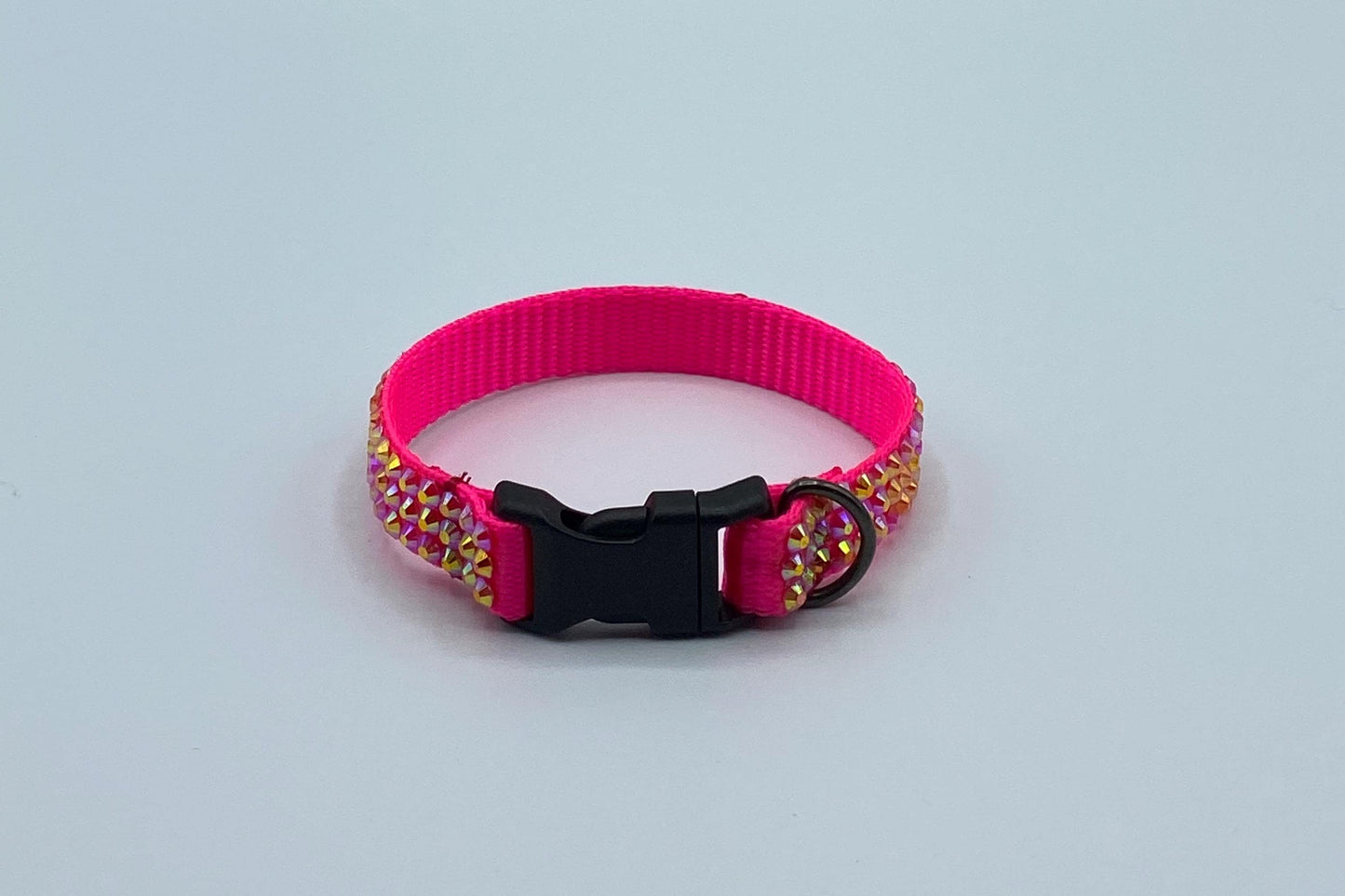 Handmade Hot Pink Rhinestone Cat Collar – Glam & Sparkly Bling Collar for Cats