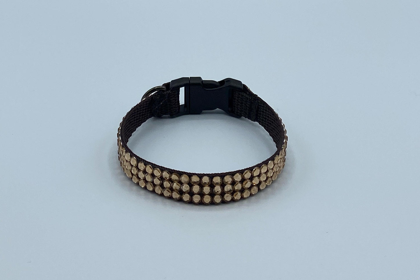 Handmade Brown Rhinestone Cat Collar – Stylish & Sparkly Bling Collar for Cats