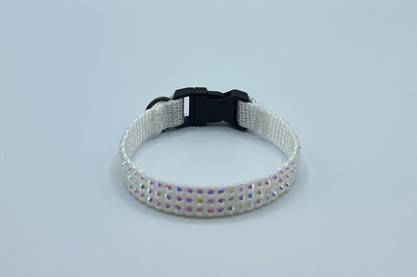 Handmade White Rhinestone Cat Collar – Elegant & Sparkly Bling Collar for Cats