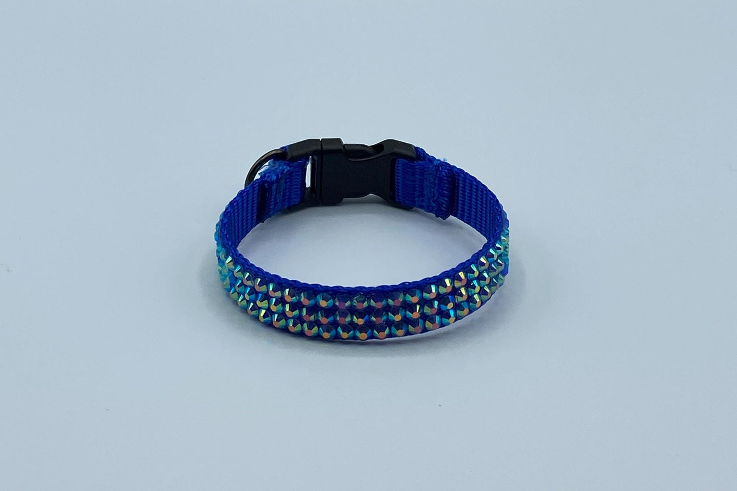 Handmade Blue Rhinestone Cat Collar – Stunning & Sparkly Bling Collar for Cats