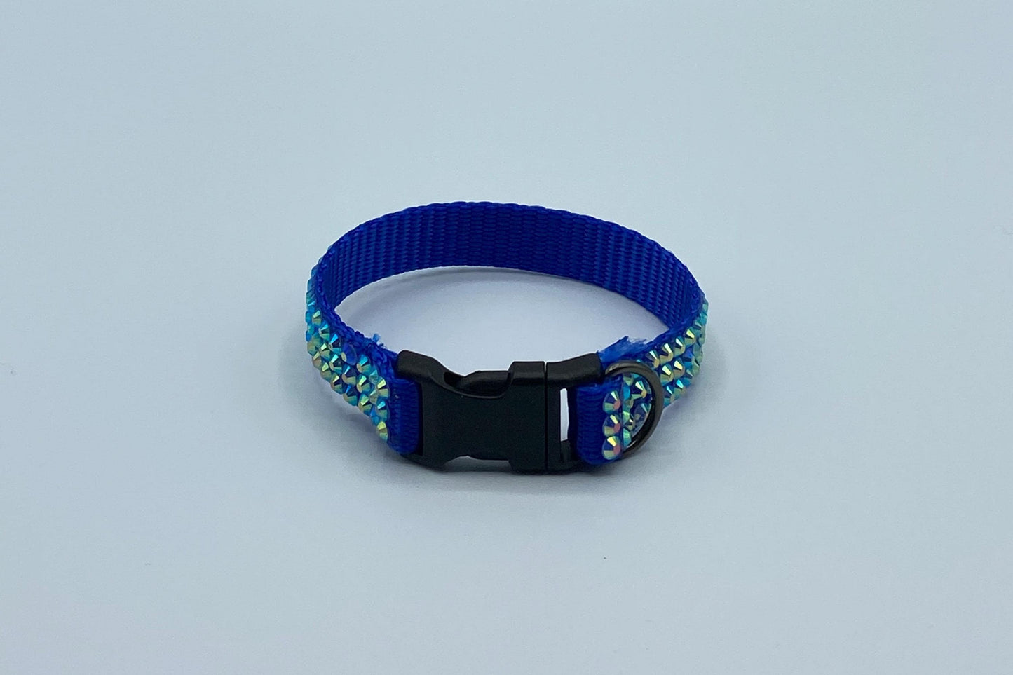 Handmade Blue Rhinestone Cat Collar – Stunning & Sparkly Bling Collar for Cats