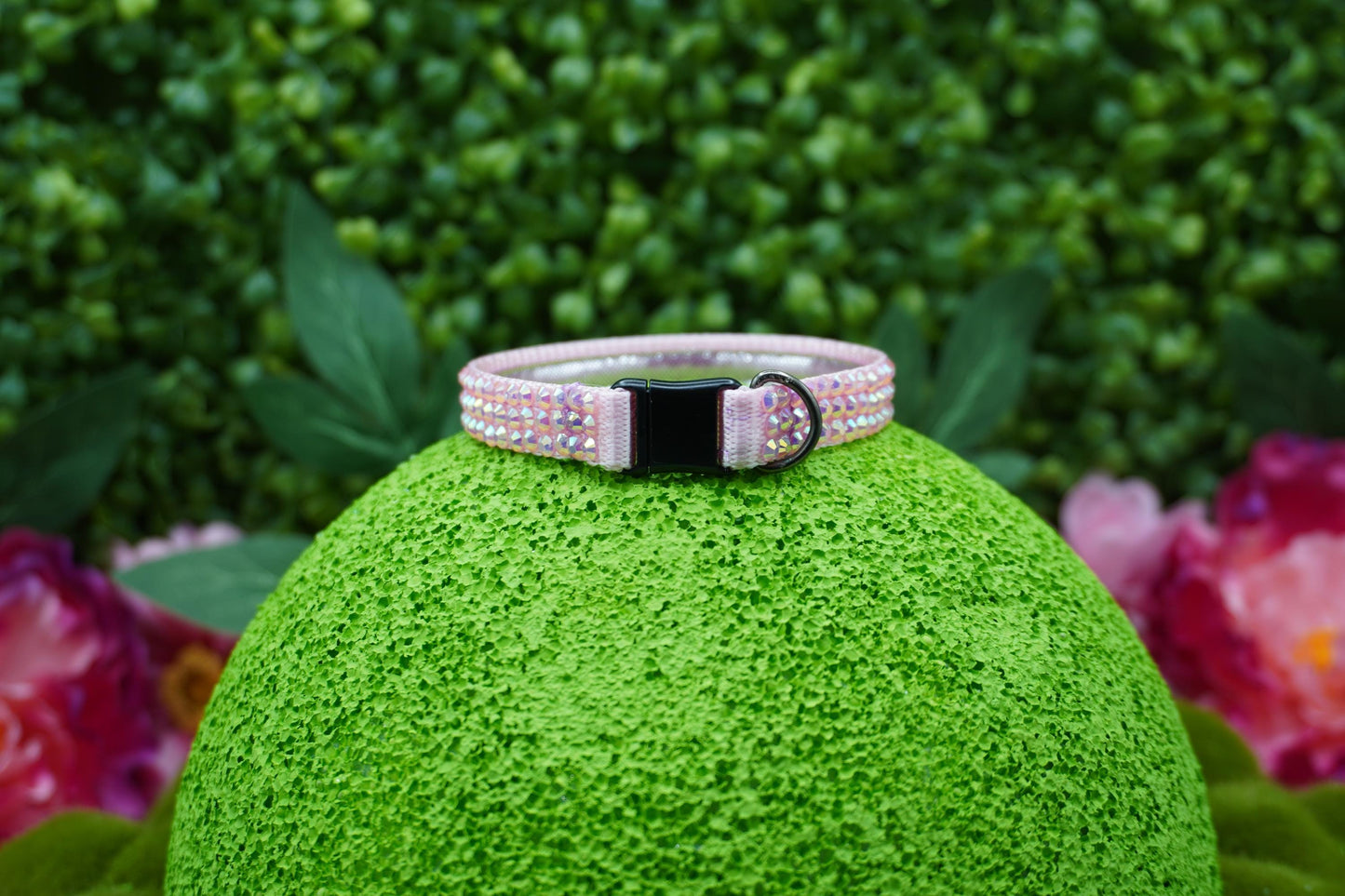 Rose Quartz Rush: Handmade Pink Rhinestone Cat Collar – Cute Breakaway Cat Collar with Sparkly Rhinestone Accents