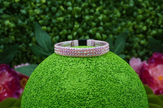 Rose Quartz Rush: Handmade Pink Rhinestone Cat Collar – Cute Breakaway Cat Collar with Sparkly Rhinestone Accents