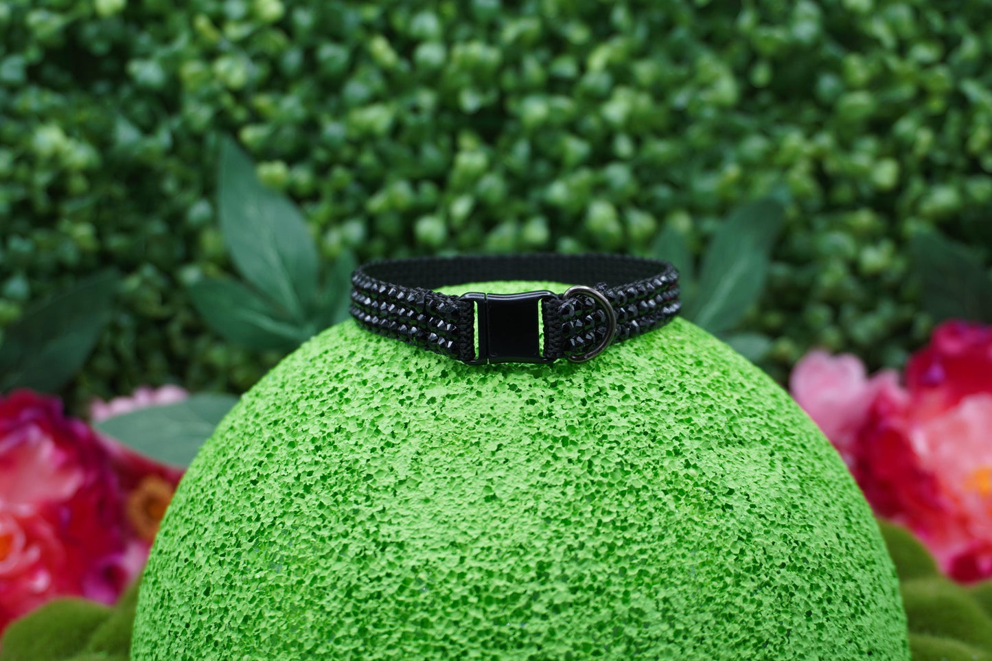 Obsidian Opulence: Handmade Black Rhinestone Cat Collar – Luxury Sparkly Breakaway Collar for Cats & Kittens